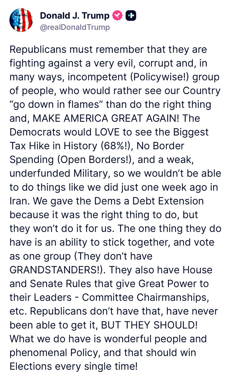 The Republicans have a mandate to pass President Trump’s Agenda. The American people said so on November 5th, 2024.