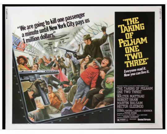 Transit Police Lt. Zack Garber (Walter
Matthau) matches wits with a polished band of criminals holding hostages in the N.Y.C. subway in "The Taking of Pelham 1-2-3" (1974) — a testament to society's growing anxiety over terrorism, street crime and urban decay. #CrimeFilm