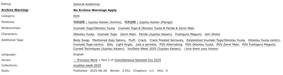 🍙 3.9k words, inuokko body swap
🍙 written for #inuokkoweek25SFW <a href="/inuokko2025/">inuokko/ottoge week 2025</a> 

archiveofourown.org/works/66985435