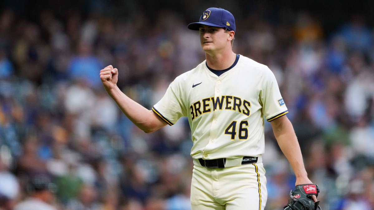 JustBB_Media's tweet image. Quinn Priester's last 10 starts:

54.2 IP
2.32 ERA
1.01 WHIP
44 K | 12 BB

Career-high 7 innings and 11 strikeouts today. Brewers got an absolute STEAL!