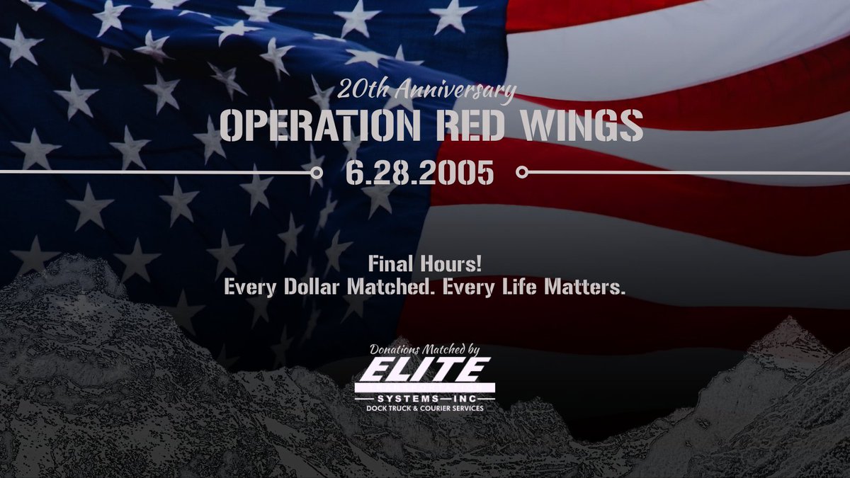 ORW_Foundation's tweet photo. ⏳ We’re in the final hours of our 20th anniversary campaign honoring those lost in Operation Red Wings.

Every donation is still being matched. Help us carry this mission forward—together.

🔗 https://t.co/nFRpjPrIla

#HonorTheFallen #20YearsOfService #ORWF https://t.co/rMU6Sgj0Mk