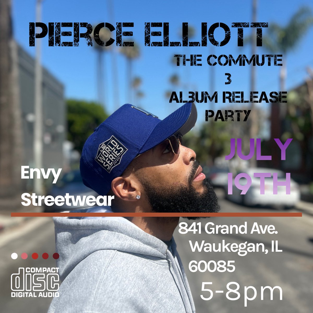 Locked in the date and location for my The Commute 3 album release party. It’s go time.

July 19th. Envy Streetwear in Waukegan.

Pull up and celebrate with me. Let’s make this one to remember.

5-8pm. See you there