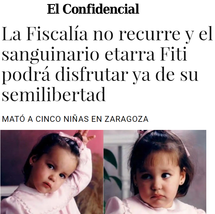 CCivicaCatalana's tweet photo. Un asesino de mujeres indefensas, niñas, sale a la calle antes de terminar su condena gracias a la Fiscalía de Sánchez. De esto no te hablarán las femiprogres. https://t.co/r0c9ByWRnw