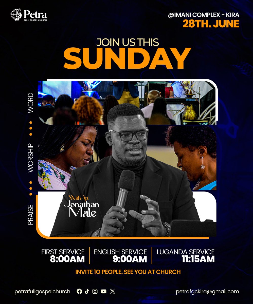 petrafgckira's tweet photo. Join for our Sunday Service at Imani Complex Kira starting with the Power Service at 8AM to the English Service at 9AM and to the Luganda Service at 11:15AM.
Invite 10 people. See you at tomorrow
#sundayservice #praise&worship #inthespirit #theword https://t.co/iSoJU9IeC7