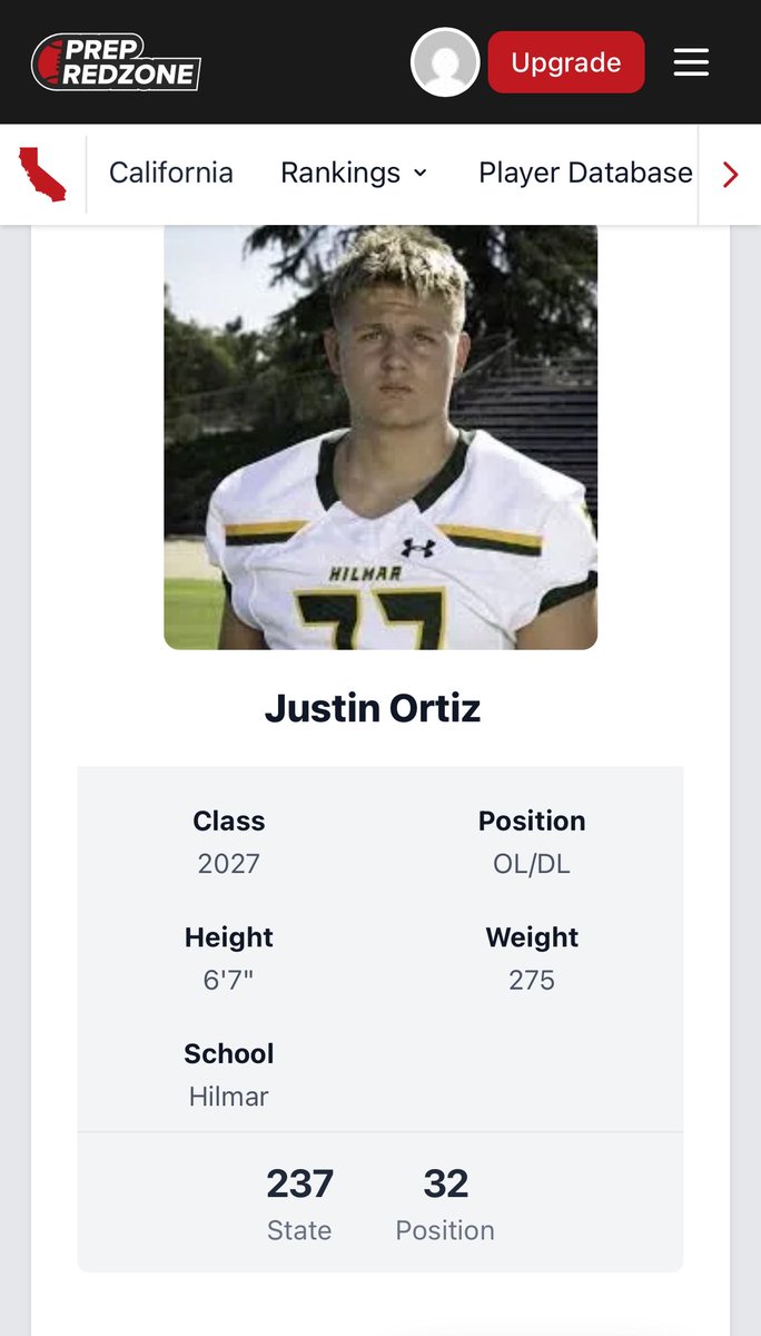 New <a href="/PrepRedzoneCA/">Prep Redzone California</a> rankings has Hilmar High <a href="/77JustinOrtiz/">Justin Ortiz</a> ranked as 32nd best OL in Ca class 27’ Keep working big fella!
<a href="/PGregorian/">Paul Gregorian</a> <a href="/WCPSacramento/">West Coast Preps Sacramento</a> <a href="/SacMaxPreps/">Sac-Joaquin MaxPreps</a> <a href="/BlackHatFootbal/">Richard T. Estrada</a> <a href="/JacksonMoore247/">Jackson Moore</a> <a href="/CJacksonWCP/">Chris Jackson</a> <a href="/turlockjournal/">Turlock Journal</a> <a href="/NotYoDaddysMLL/">Not Yo Daddy’s MLL</a> <a href="/TVLfootball/">TVLfootball</a>