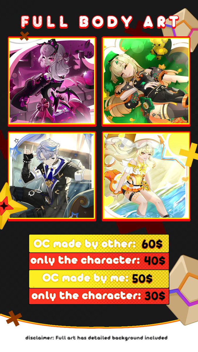 varickarts's tweet image. Hii everyone! I'm not so active and don't have followers, but i'm trying to start in the arts, and for that I need people to accompany me! I'm opening art commissions, and here are some examples of them for you.
For now I will be accepting 7 orders and only accept paypal.