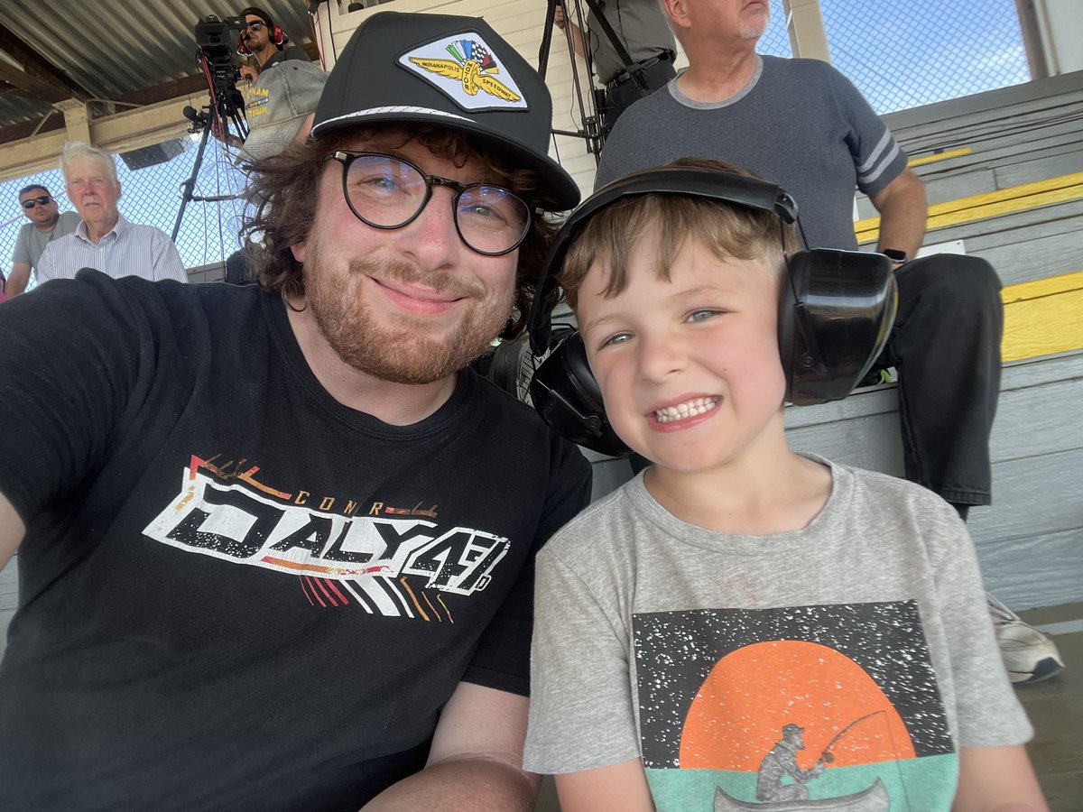 Singing the anthem for the <a href="/USACNation/">USAC Racing</a> <a href="/FremontSpeedway/">Fremont Speedway</a> tonight so I brought Simon for his first sprint car race!