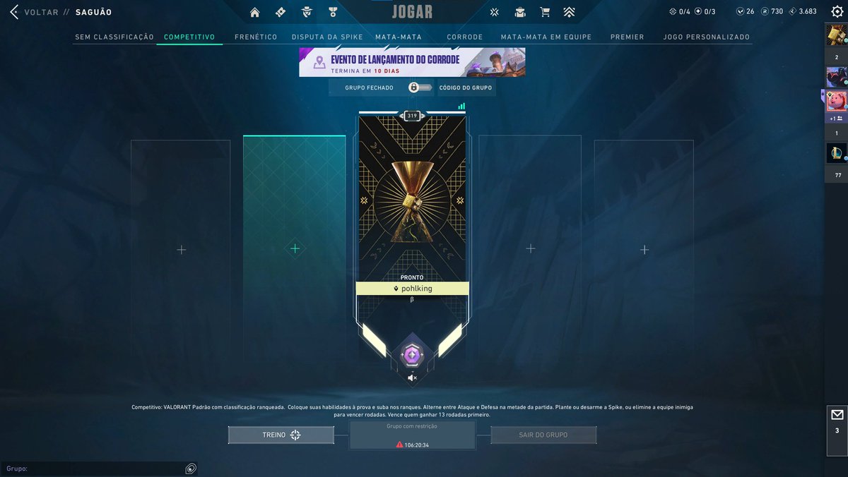 só desgraça tlgd, rushei md5 dando ff e cai dima 3 (estava imt1) xinguei um favelado e tomei ban ainda slk..