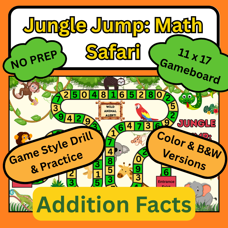 arcole82's tweet photo. Jungle Jump: Math Safari - Addition Facts Game - No Prep - Printable GameBoard https://t.co/NOaPjsWHHX https://t.co/vh2FEJO5VH