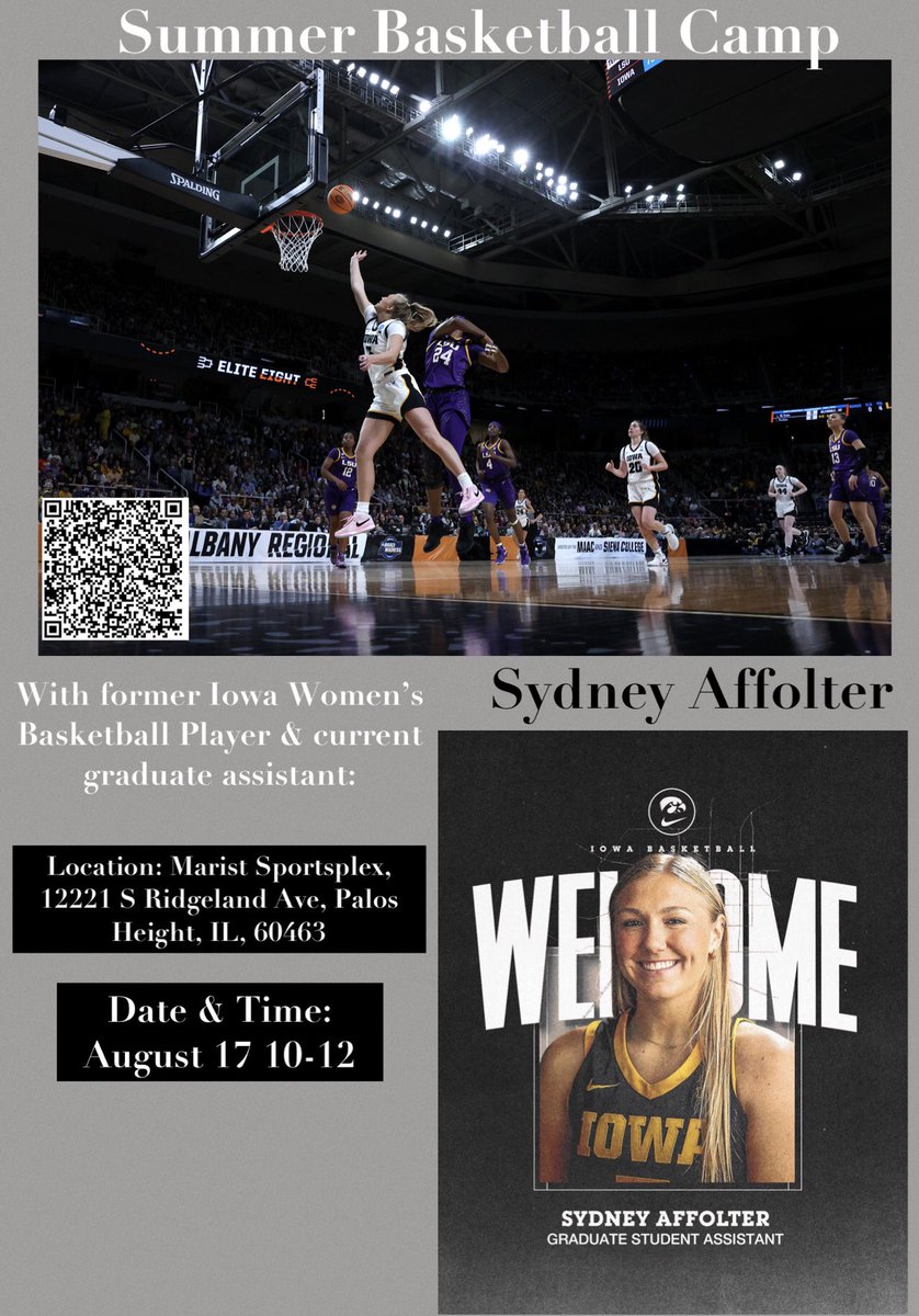 Sign up for my summer basketball camp this August!! Ages 6-14, use the QR code to register!🏀