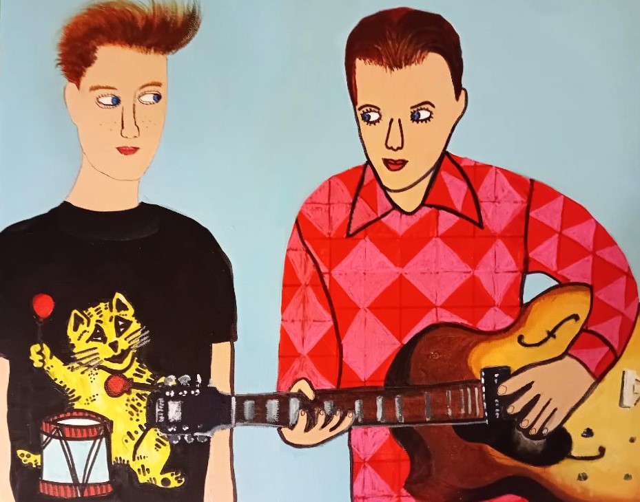 mrharrypye's tweet photo. My new painting 'Whenever You're Ready' is meant to be Roddy Frame and Edwyn Collins hanging out in the late 1990s https://t.co/jEblZZnexe