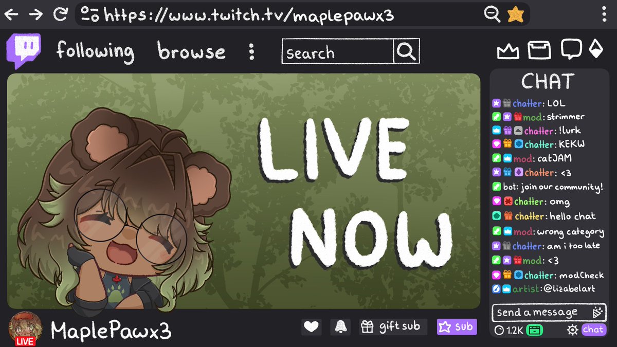 MaplePawx3 (@maplepawx3) on Twitter photo Hiya cubs! Stream is starting a little early so hop on in!๐ป๐๐พ
Art by๐จ: <a href="/lizabelart/">๐ฑ Lizabel ๐ป๐</a> Hiya cubs! Stream is starting a little early so hop on in!๐ป๐๐พ
Art by๐จ: <a href="/lizabelart/">๐ฑ Lizabel ๐ป๐</a>