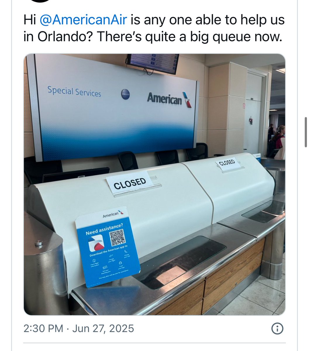 FlyingChink's tweet photo. Standing in line at a closed help desk is diabolical….. and of course it would be MCO. Computers are down how do you want someone to help you??? https://t.co/2VOD5xQv6t