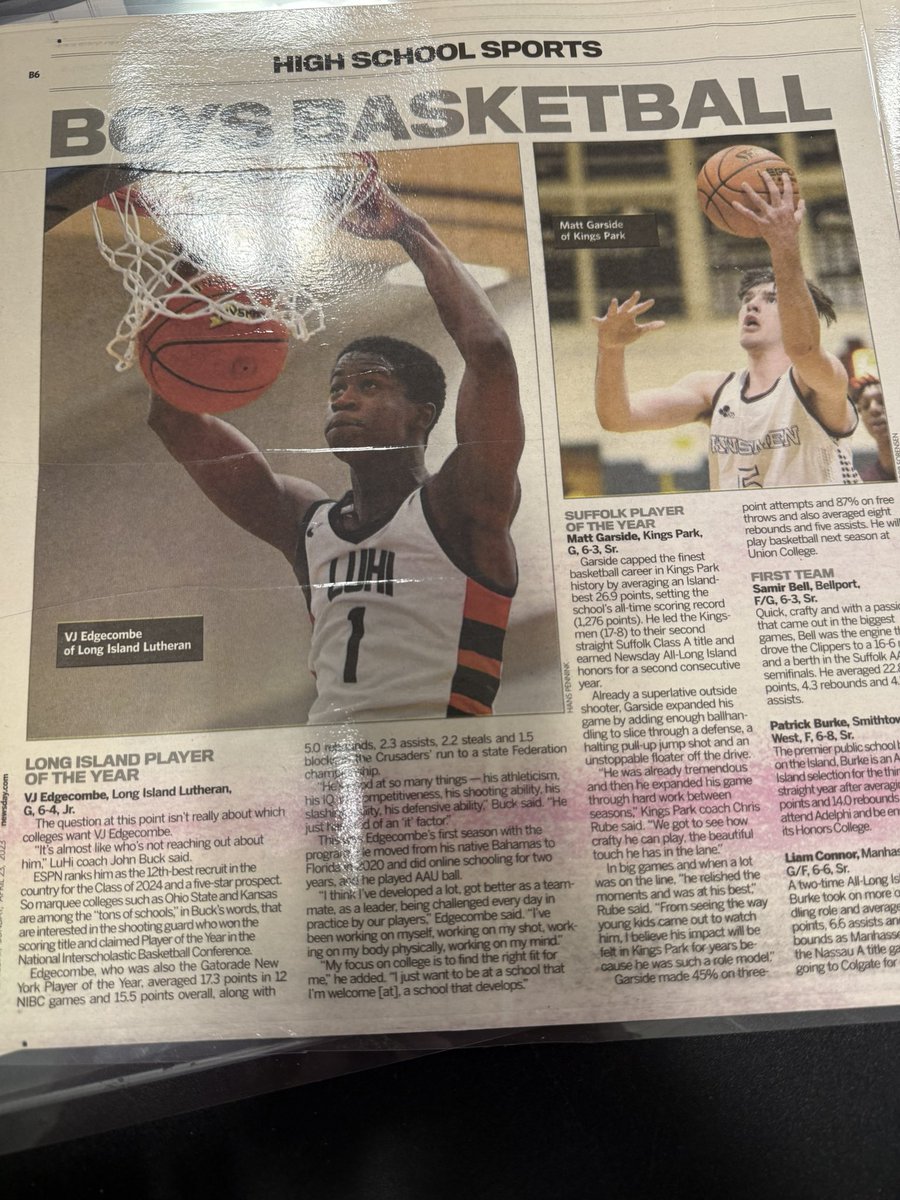 Kings Park Bball (@kingsmenhoops) on Twitter photo How cool to watch the draft and see <a href="/vj_edgecombe/">Vj💫</a> of <a href="/LuHiBasketball/">LuHi Basketball</a> get drafted 3rd overall
Throwback to when our guy <a href="/garsidem__/">Matthew Garside</a> was <a href="/NewsdaySports/">Newsday Sports</a> Suffolk POY alongside VJ as LI POY
He didn’t get drafted third, but Garside did have THREE buzzer beaters for <a href="/UnionMBB/">Union College Men's Basketball</a>
👑 🏀 How cool to watch the draft and see <a href="/vj_edgecombe/">Vj💫</a> of <a href="/LuHiBasketball/">LuHi Basketball</a> get drafted 3rd overall
Throwback to when our guy <a href="/garsidem__/">Matthew Garside</a> was <a href="/NewsdaySports/">Newsday Sports</a> Suffolk POY alongside VJ as LI POY
He didn’t get drafted third, but Garside did have THREE buzzer beaters for <a href="/UnionMBB/">Union College Men's Basketball</a>
👑 🏀