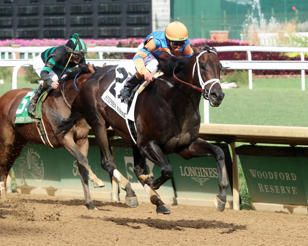 DerbyMedia's tweet image. In one of the best races of the year, Mindfame, winner of the $1 million Churchill Downs (GI), cemented his status as a major player in 2025 with a one-length triumph over Breeders’ Cup Classic (GI) winner Sierra Leone in Saturday’s $1 million Stephen Foster (GI).