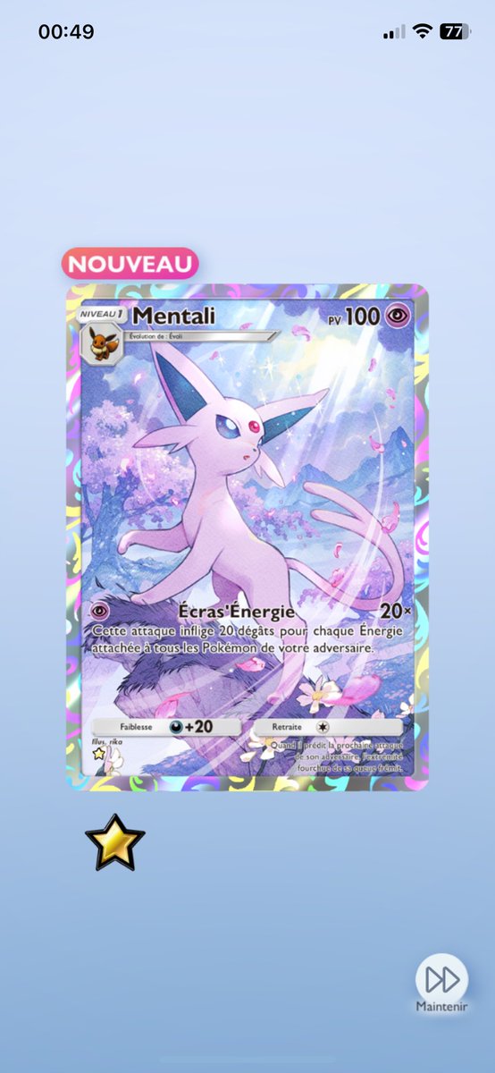 NemuzukiKokoa's tweet image. OMG deuxièmes booster ouvert du nouveau paquet et j'ai eu Mentali full art 🥺💖