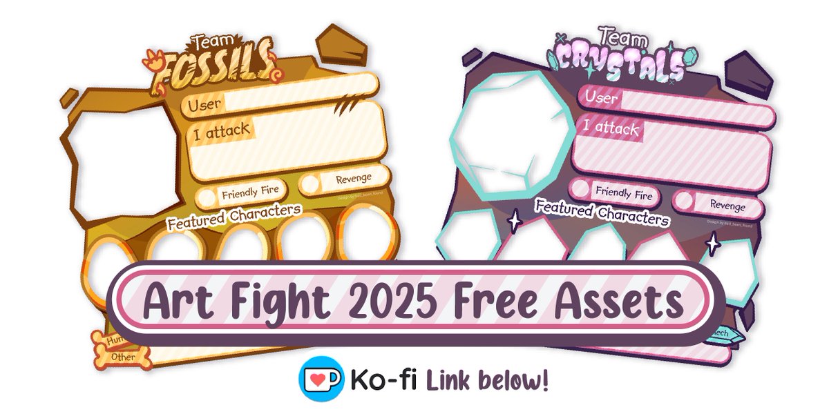 Art Fight 2025 Assets: Team Fossil VS Team Crystal
Free to use!
#artfight2025 #artfightassets