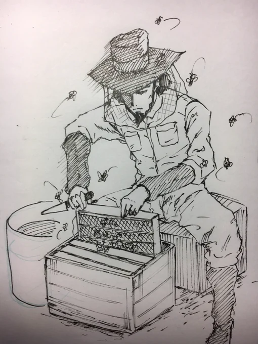 養蜂園で働く次元大介
 #ルパン三世 