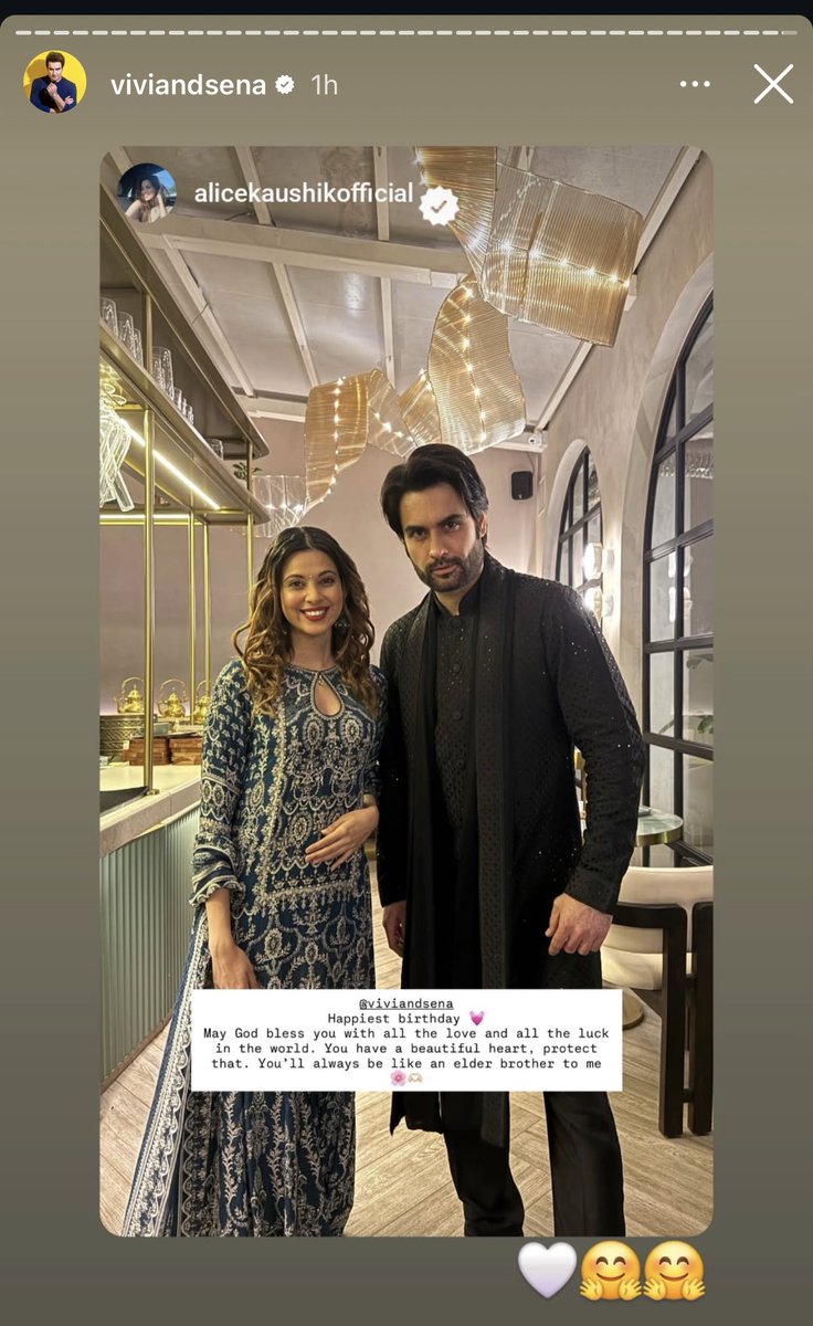 Alice’s Pure &amp; Cute  Wish for VD 🥹❤️🥰
VivAli 😍❤️ 

#VivianDsena #HAPPYBIRTHDAYVD #VDians #Vivian37eternallegacy #AliceKaushik #Vivali #Biggboss18 #Birthday #RubinaDilaik #SalmanKhan #EishaSingh #Avisha 
Vivian Dsena &amp; Alice Kaushik Bond ❤️