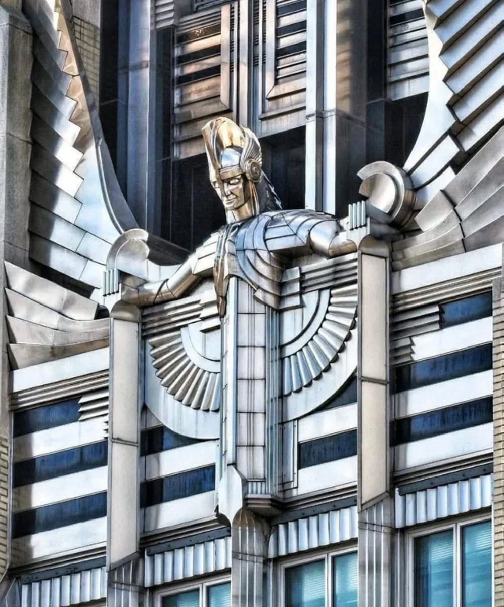BrianRoemmele's tweet image. The Spirit of Energy on the 1932 Art Deco NiMo Building in Syracuse, New York.