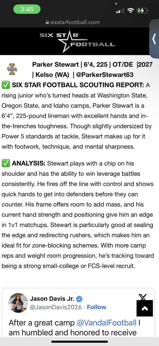 Parker Stewart (@parkerstewart63) on Twitter photo Thank you for the write up! <a href="/sixstarfootball/">Six Star Football | PLUS+</a> <a href="/KelsoFootball/">Kelso Hilander Football</a> <a href="/On3sports/">On3</a> @On3Recruits <a href="/BrandonHuffman/">Brandon Huffman</a> Thank you for the write up! <a href="/sixstarfootball/">Six Star Football | PLUS+</a> <a href="/KelsoFootball/">Kelso Hilander Football</a> <a href="/On3sports/">On3</a> @On3Recruits <a href="/BrandonHuffman/">Brandon Huffman</a>