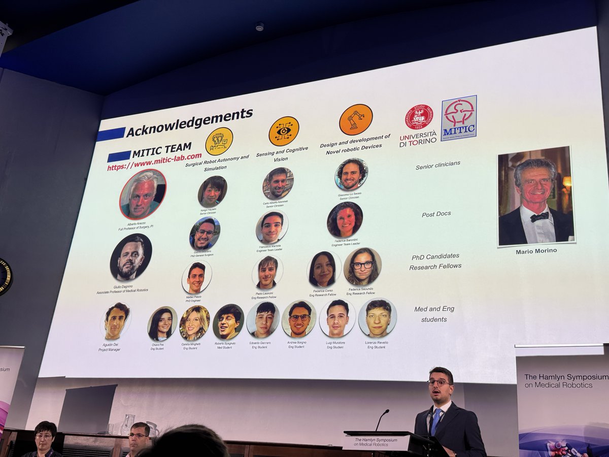 Alberto Arezzo (@albertoarezzo) on Twitter photo The MITIC Lab โ Minimally Invasive Therapy and Innovation Center was honored to contribute to the prestigious 2025 edition of the Hamlyn Symposium on Medical Robotics, hosted by the <a href="/ICLHamlynRobots/">The Hamlyn Centre</a> with:
๐น 3 Invited Lectures
โข The Unmet Clinical Needs for in situ tissue The MITIC Lab โ Minimally Invasive Therapy and Innovation Center was honored to contribute to the prestigious 2025 edition of the Hamlyn Symposium on Medical Robotics, hosted by the <a href="/ICLHamlynRobots/">The Hamlyn Centre</a> with:
๐น 3 Invited Lectures
โข The Unmet Clinical Needs for in situ tissue