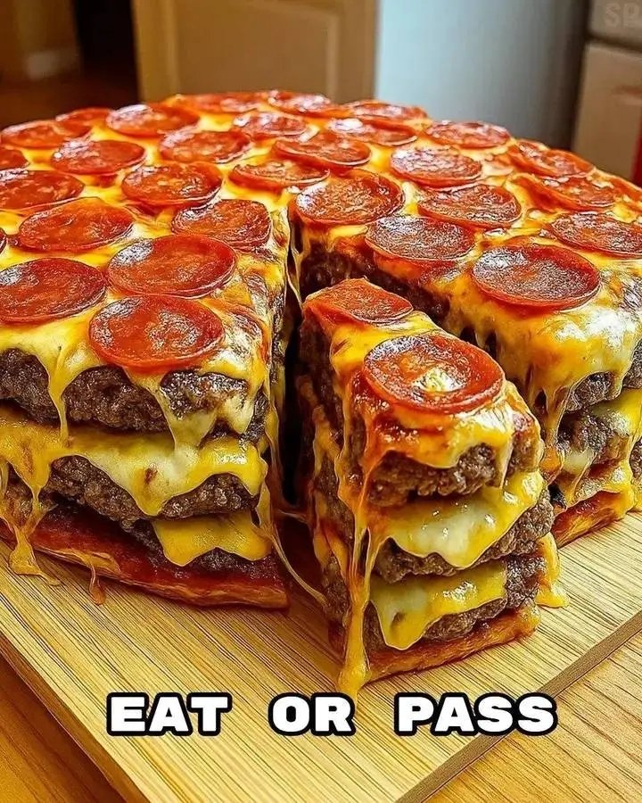 Ultimate double cheeseburger pizza stack eat or pass?