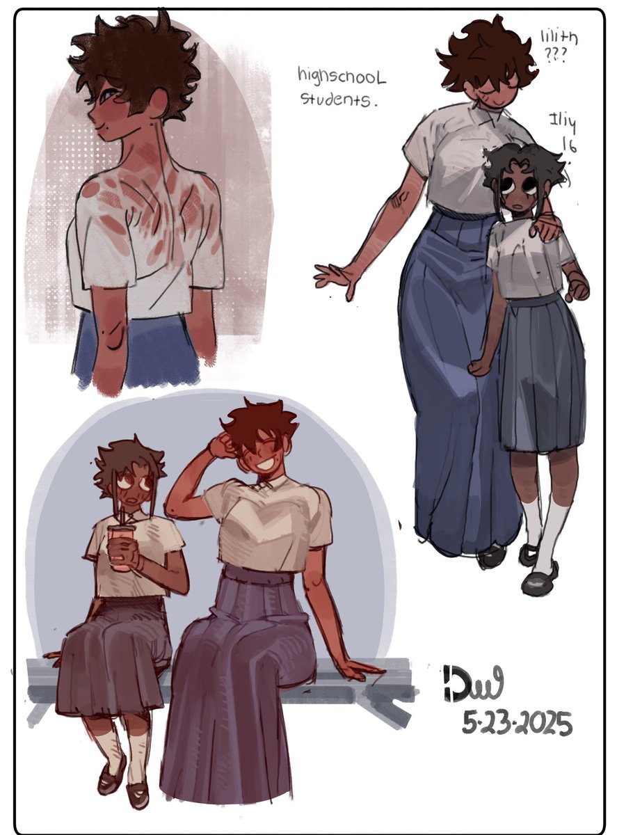 dialingnumber9's tweet image. Little monster Lilith and Millie doodles