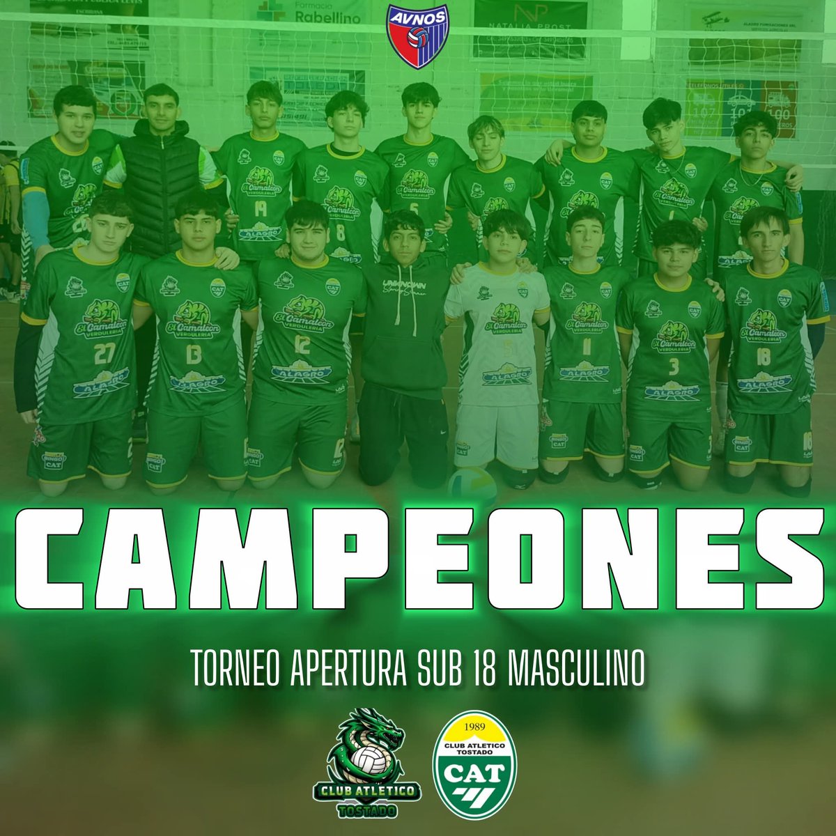 🇳🇬🏐 SUB 18 CAMPEÓN!!!!

Nuestro equipo Sub 18 masculino de voley se quedó con el Torneo Apertura 2025 de la Asociación de Voley del Noroeste Santafesino.
💚 Felicitaciones equipo, cuerpo técnico, sub comisión y colaboradores!!!!

🇳🇬 SOMOS EL CLUB ATLÉTICO TOSTADO!!!!