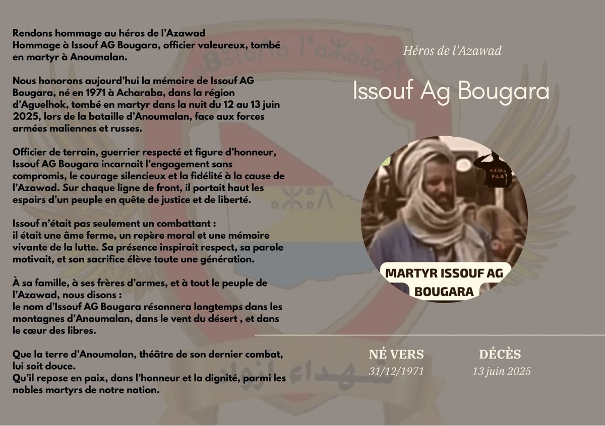 marthyrsAzawad's tweet photo. L’azawad a mis au monde des hommes il n’a pas besoin des mercenaires pour se défendre. https://t.co/ChTExR4XSW