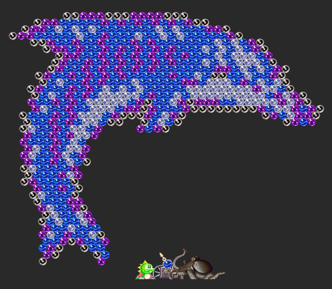 GohBilly1's tweet image. This time I tried creating Ecco the Dolphin using Puzzle Bobble/Bust-A-Move bubbles.