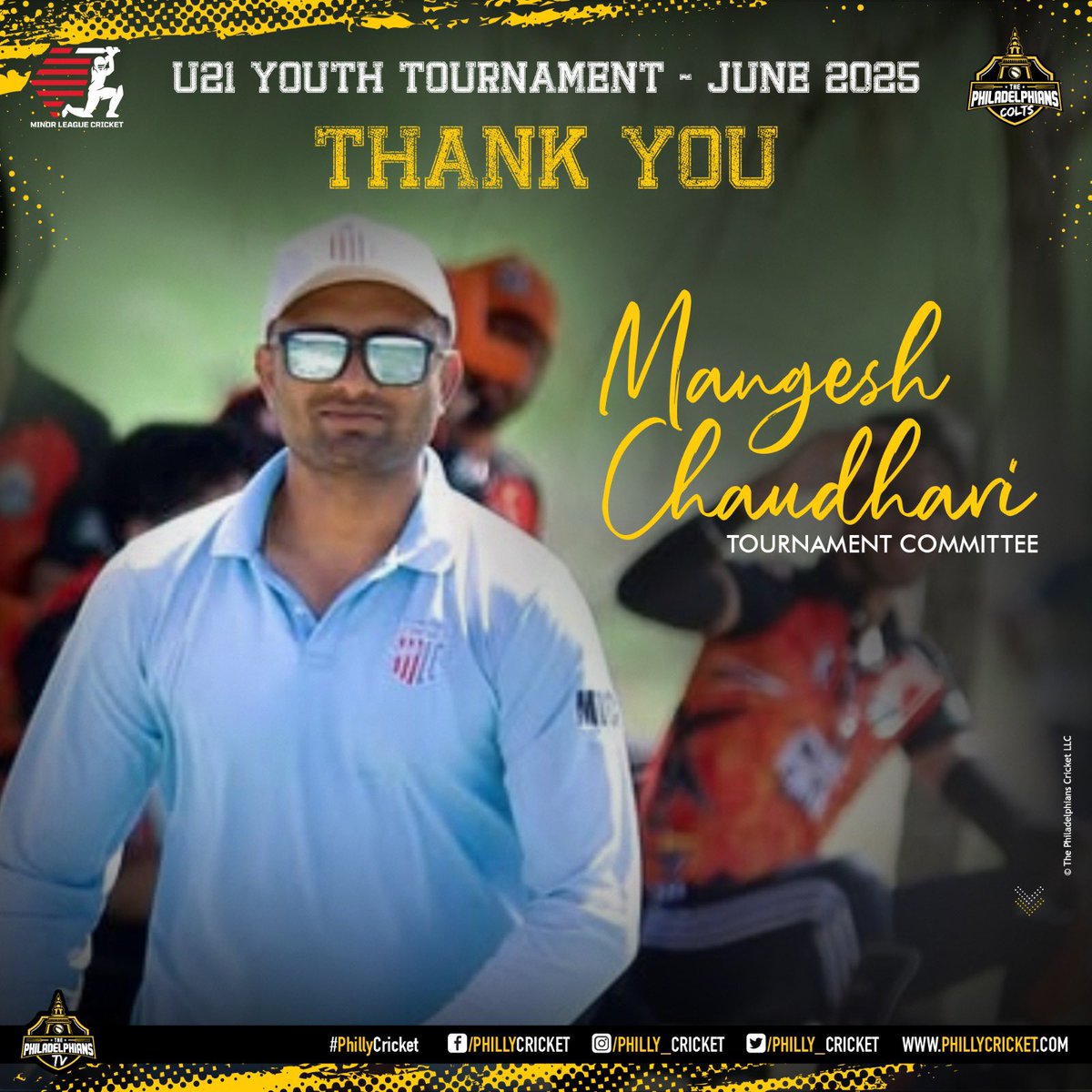 Big thanks to:

🏏 Liam Plunkett Cricket – Signed bats + inspiring virtual session with the Philly legend.
🎯 Gaurav Pandoh – Head Coach, for steady mentorship &amp; leadership.
🎖️ Mangesh Chaudhari – Tournament Committee, for flawless execution.

#PhillyCricket #Colts