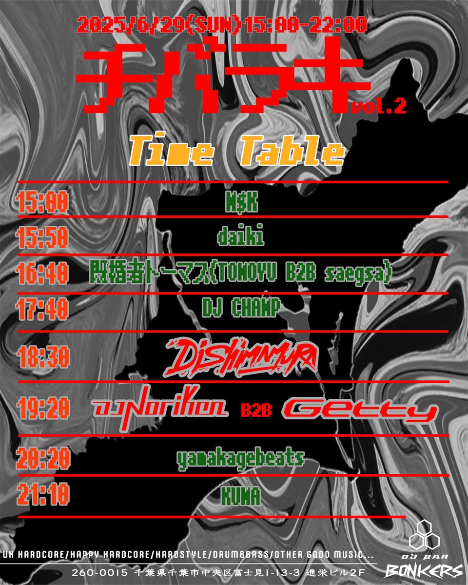 DJ CHAMP (@dj_champ) on Twitter photo 本日15時から千葉のBONKERSさんが誇る奇祭 #チバラキ vol.2 に、team Chibaとして参戦します!
超豪華メンバーが揃ったこのイベント、【予約フォーム】を使ってお得にご参加ください!
⚡チバラキ vol.2⚡
🗓6/29(SUN)
⏰15:00-22:00
📍DJ BAR BONKERS ( <a href="/dj_bar_bonkers/">DJ BAR BONKERS</a> )
【予約フォーム】 本日15時から千葉のBONKERSさんが誇る奇祭 #チバラキ vol.2 に、team Chibaとして参戦します!
超豪華メンバーが揃ったこのイベント、【予約フォーム】を使ってお得にご参加ください!
⚡チバラキ vol.2⚡
🗓6/29(SUN)
⏰15:00-22:00
📍DJ BAR BONKERS ( <a href="/dj_bar_bonkers/">DJ BAR BONKERS</a> )
【予約フォーム】