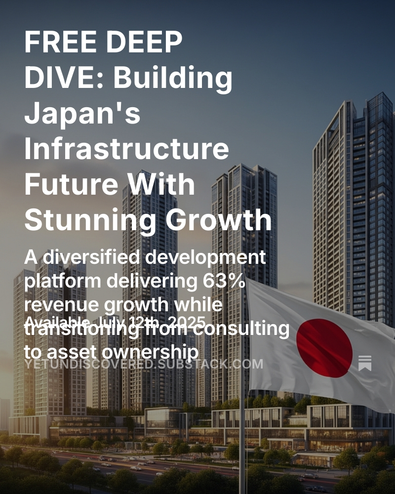yetundiscovered's tweet image. 🇯🇵 🔥 FREE deep dive: Japanese real estate company with stunning growth, yet completely undiscovered!
- Revenue grew 10x in 4 years across energy, logistics & hospitality
- Expanding margins as they transition from consulting to asset ownership
- Trading at 0.3x PEG despite 63%…