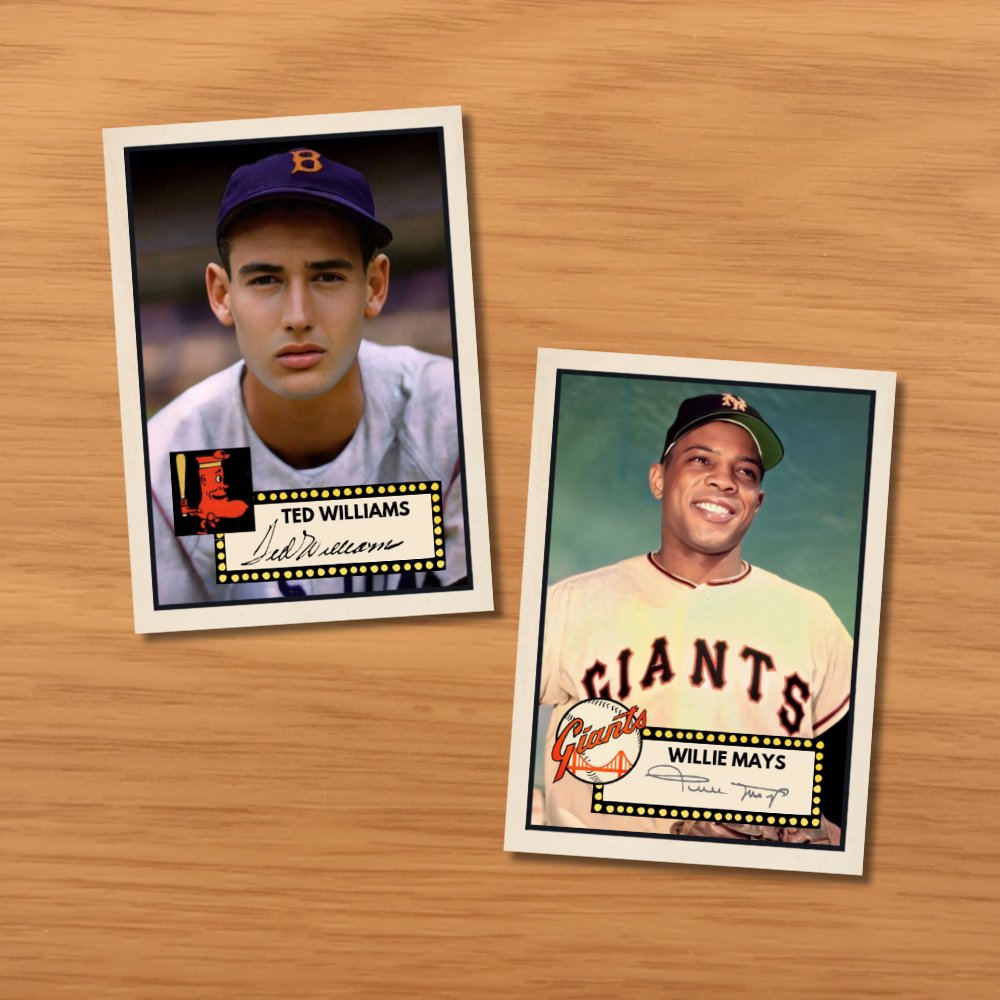 roselleavenue's tweet image. Custom Ted Williams and Willie Mays cards. $9 each #RedSox #Giants π