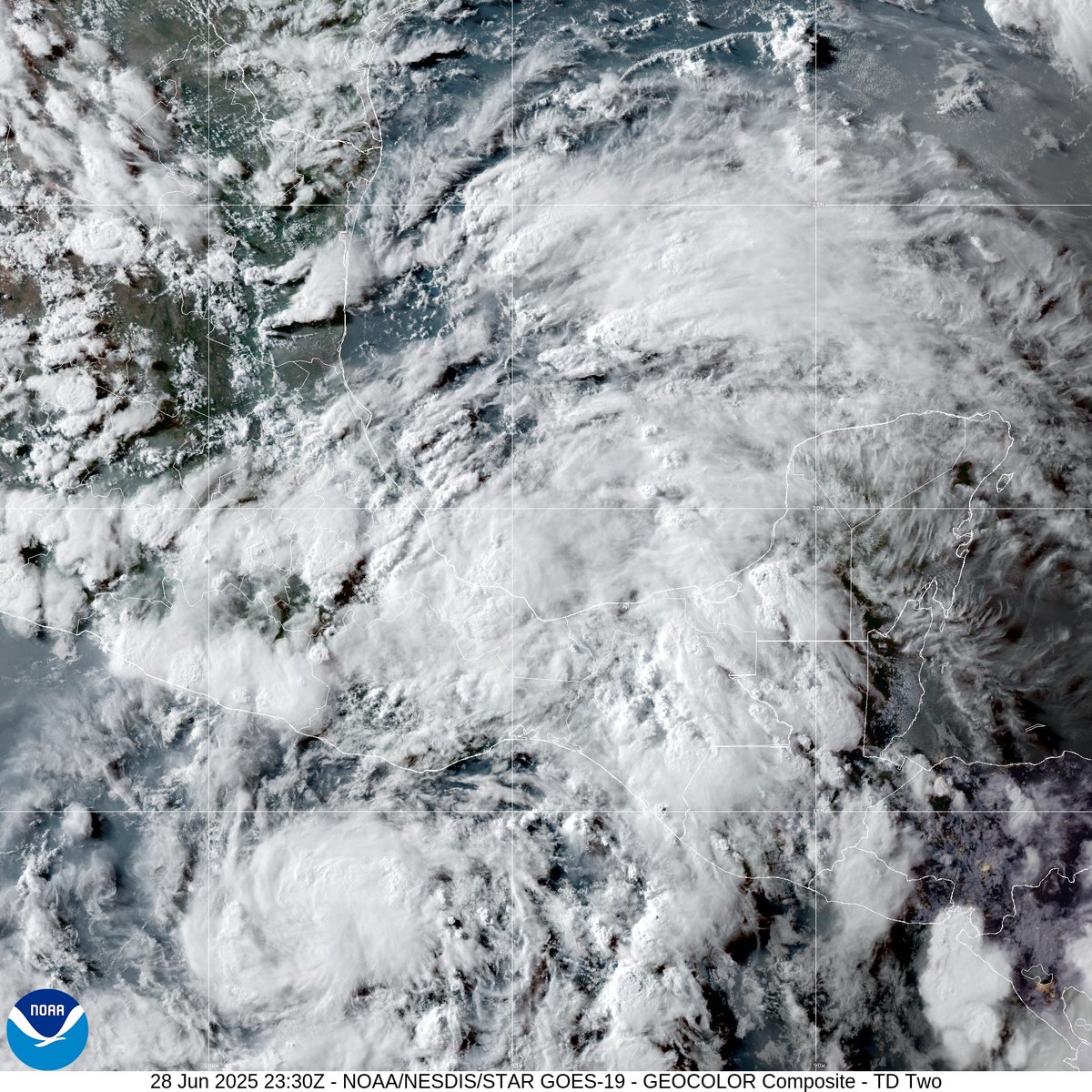 7 PM CDT Advisory on #TWO: DEPRESSION EXPECTED TO BECOME A TROPICAL STORM ON SUNDAY PRIOR TO LANDFALL. 

The depression is forecast to become a tropical storm before landfall and dissipate later Sunday evening into Monday.  More info: hurricanenetwork.org