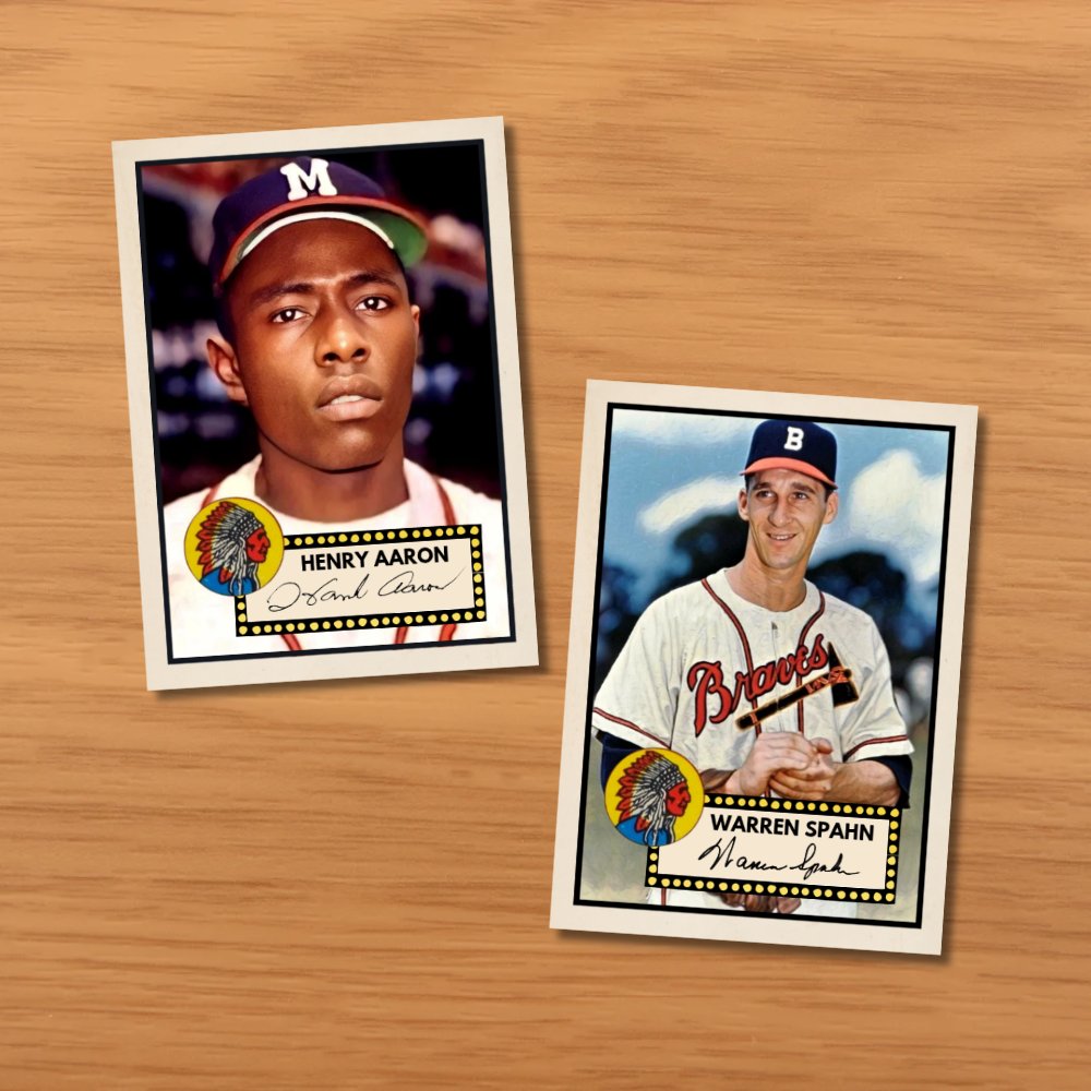 roselleavenue's tweet image. Custom Hank Aaron and Warren Spahn #Braves cards. $9 each βοΈ