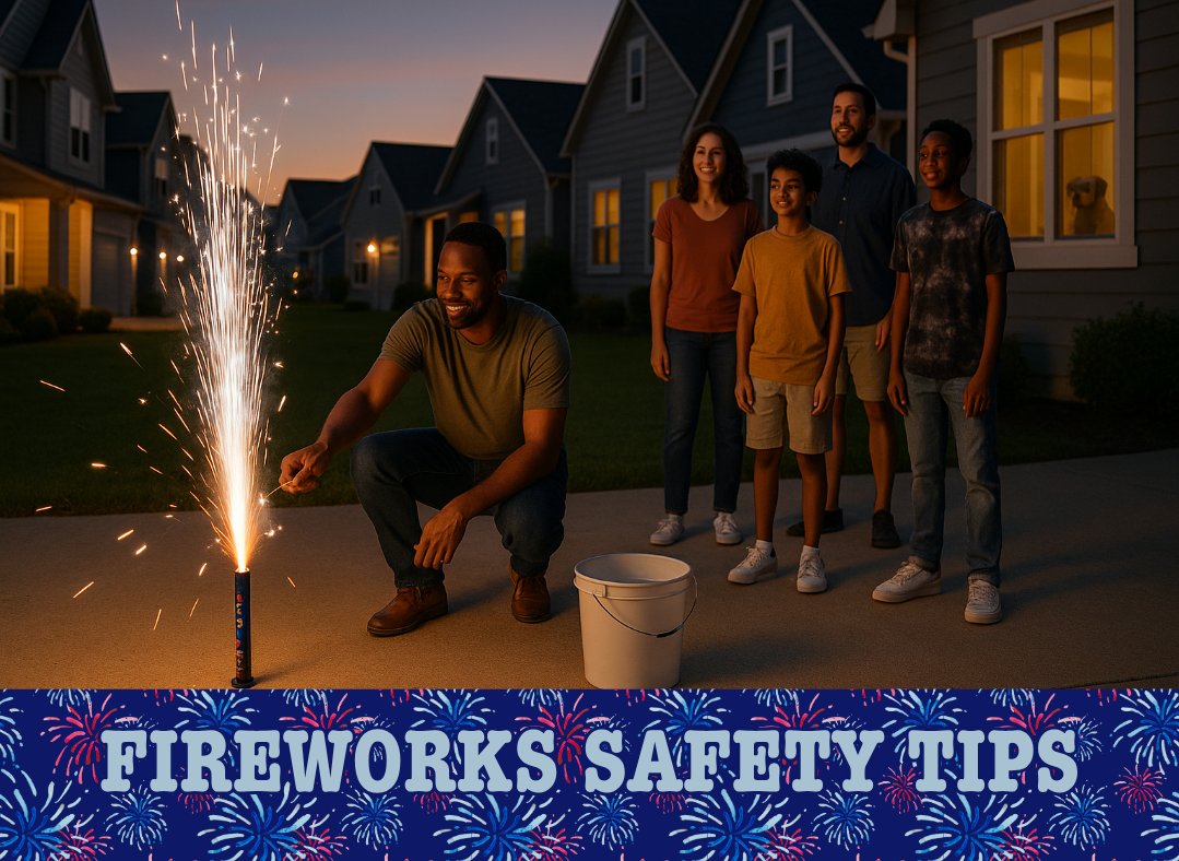 🎆 Fireworks Safety Alert! 🎇 As July 1 approaches, be ready for a fun, injury-free celebration with these tips:

1️⃣ Light on flat surfaces
2️⃣ Keep water handy
3️⃣ No relighting duds
4️⃣ Step back fast
5️⃣ Consider pets &amp; neighbors

Stay safe, Fort Dodge!