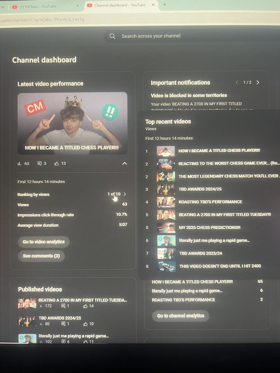 YouTube G.O.A.T 🔥 
(Beat the last video by 1 view)