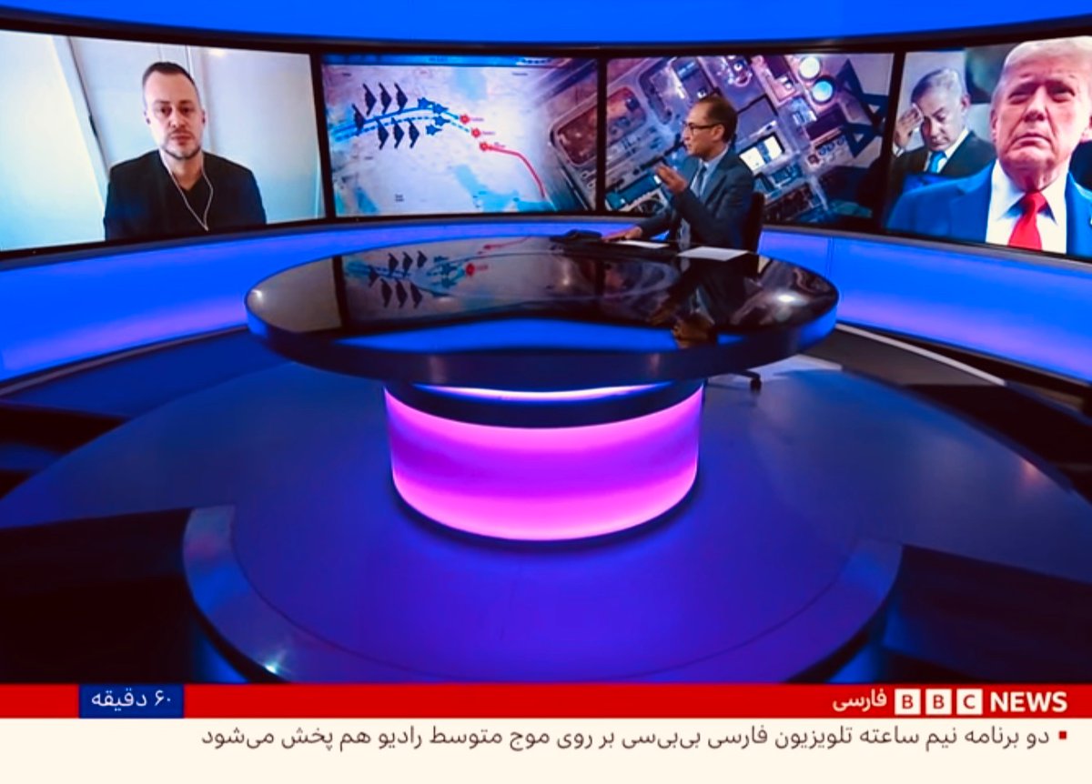 GulfStateAnalyt's tweet image. Earlier today our CEO @GiorgioCafiero appeared on @bbcpersian to discuss the #Israel-#Iran war.