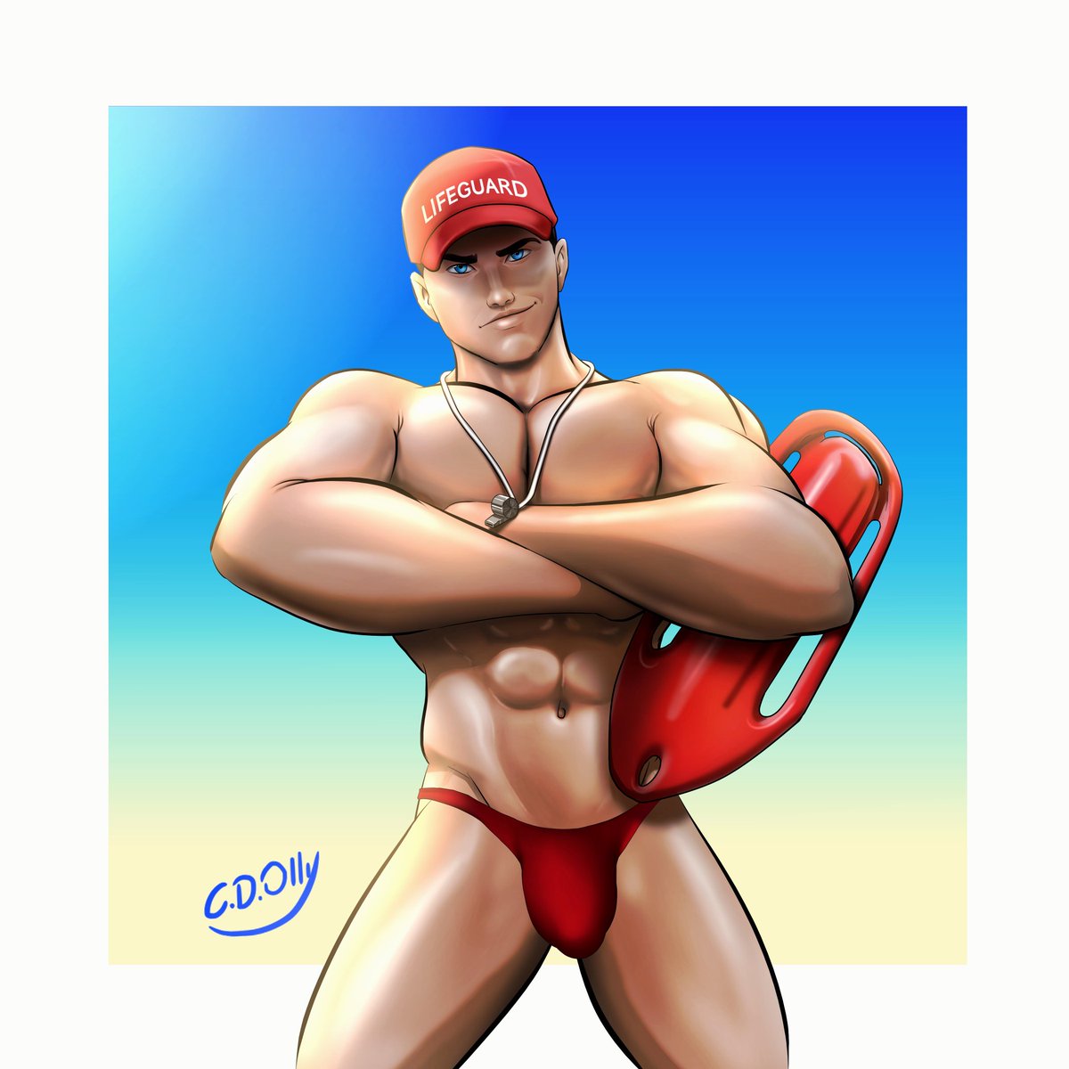 C_D_Olly's tweet photo. Daniel the Lifeguard
Was gonna keep it simple but ended up rendering way too much lol 😅

#muscleman #digitalart #queerartist #nsfwart https://t.co/Zh9VqFXw46