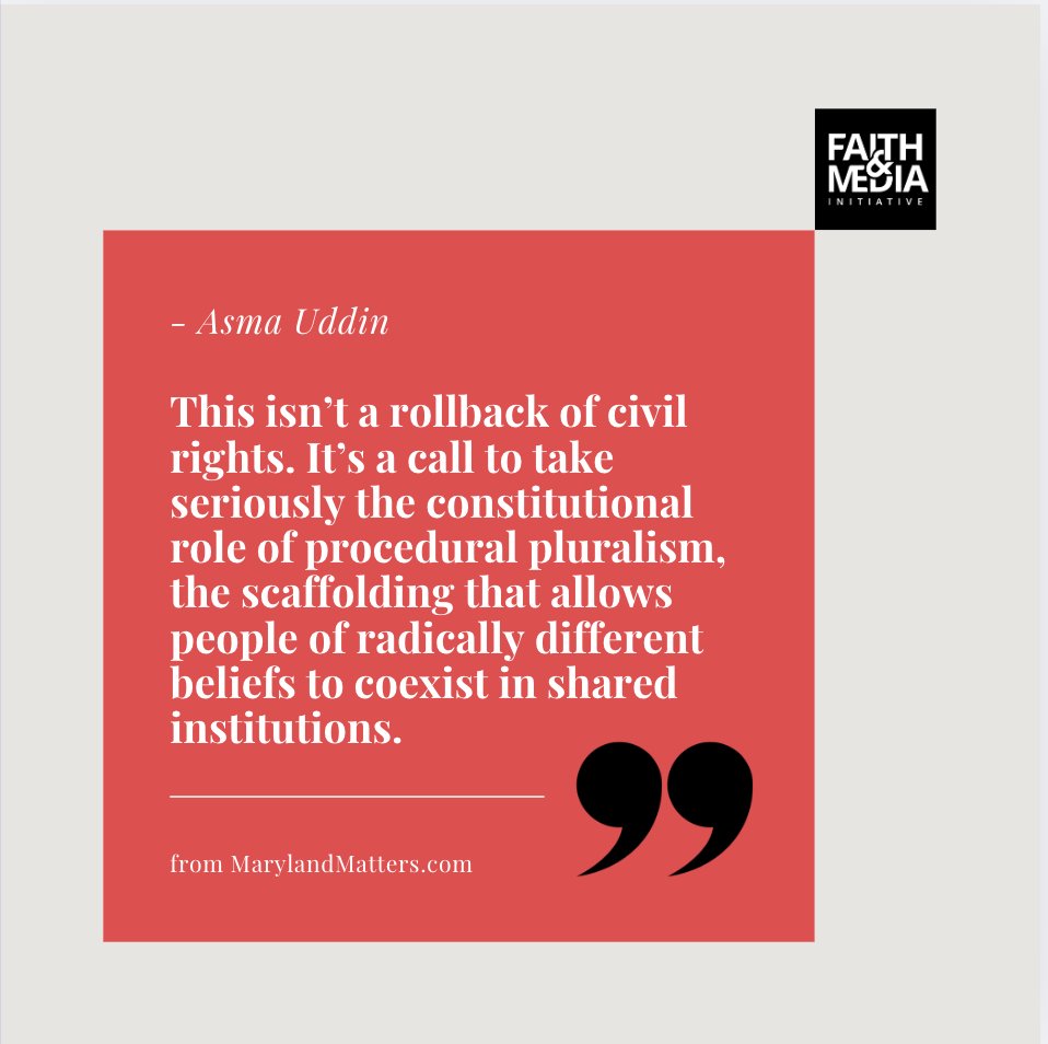 Was SCOTUS Mahmoud v. Taylor decision a culture-wars salvo? Legal scholar and 2025 FAMI Fellow Asma Uddin argues for closer look.
marylandmatters.org/2025/06/26/mah…