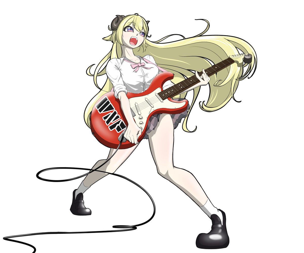 nama_chi_se's tweet photo. （振り返り反省）
・ここに来て初めて「パース」という概念を動画で見て作ってみた！
・ギターの概念は勉強不足（指の置く位置とか線の数とかツッコミどころあってもどうか生暖かく…）
・苦労した服の部分がギターで隠れて涙目、だったのでエアギター差分もポイ
・ファイルサイズくそでか反省 https://t.co/ANyS3eMSX8