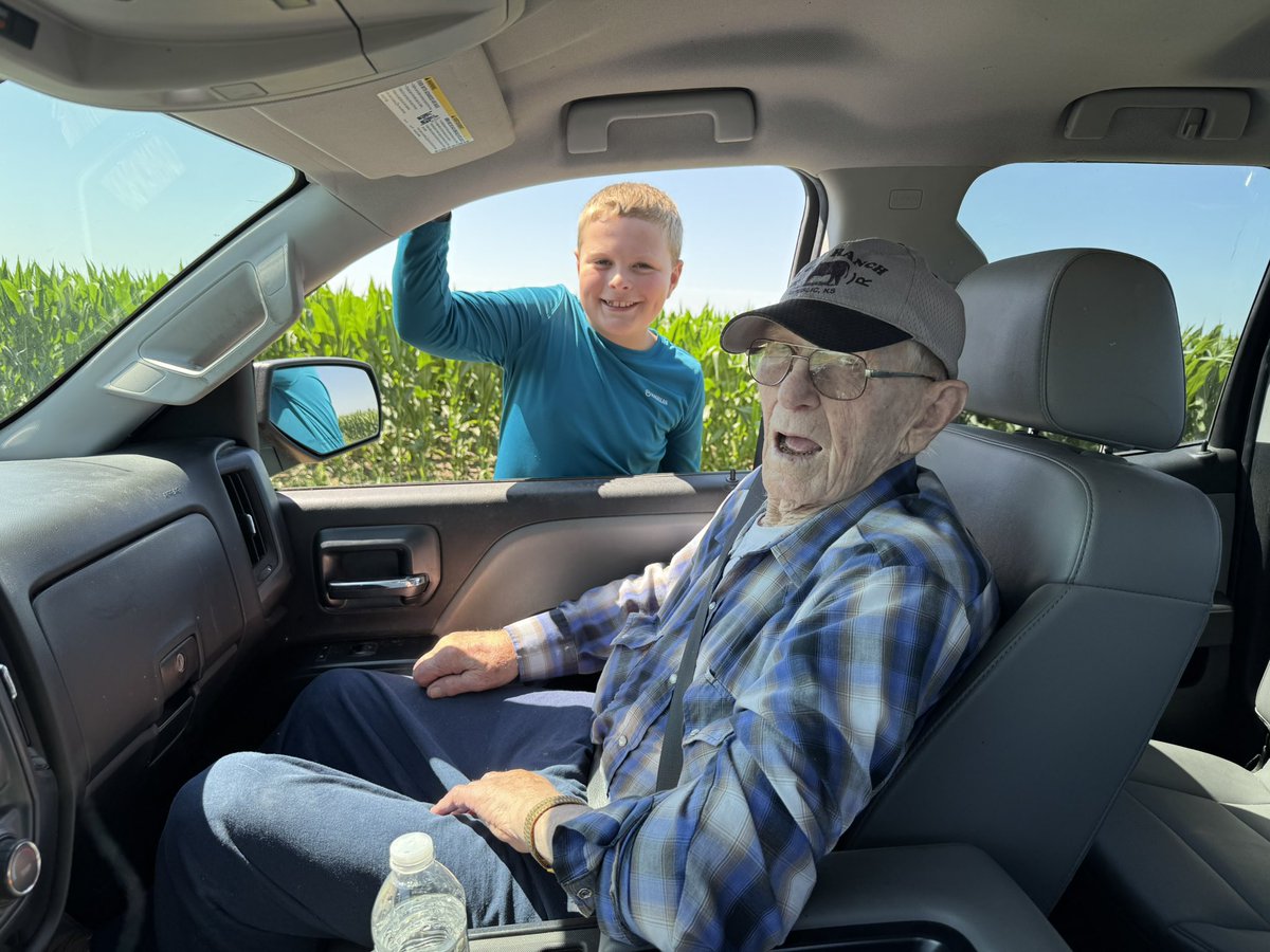 Will and I “broke” my Grandpa out of the nursing home for a few hours today to give him a crop and cattle tour. I'll remember an afternoon like this far longer than anything else I'd have accomplished on the farm this afternoon!
