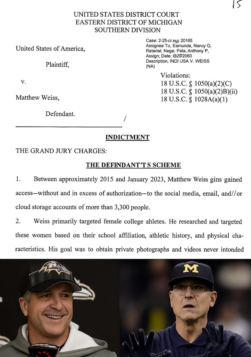 CedricGreeneFP's tweet image. Matt Weiss crimes spanned from 2015 through 2023. During that time, he worked for two places — the Ravens and Michigan
Guess what they have in common?
The Harbaughs
#HarbaughKnew