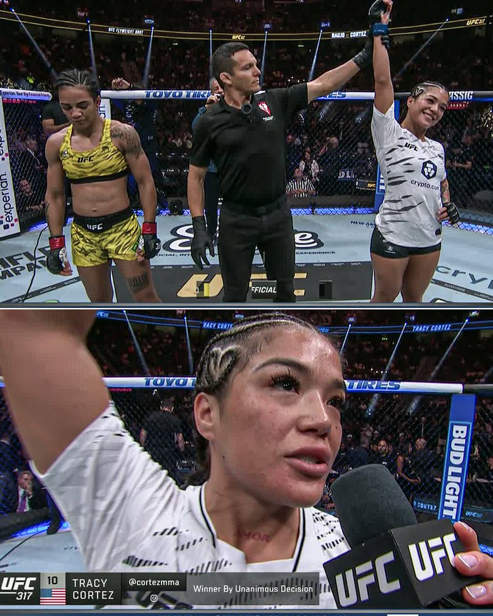 Tracy Cortez gets the unanimous decision victory over Viviane Araujo at #UFC317 👏 

It's her first win since Sept. 2023 💪