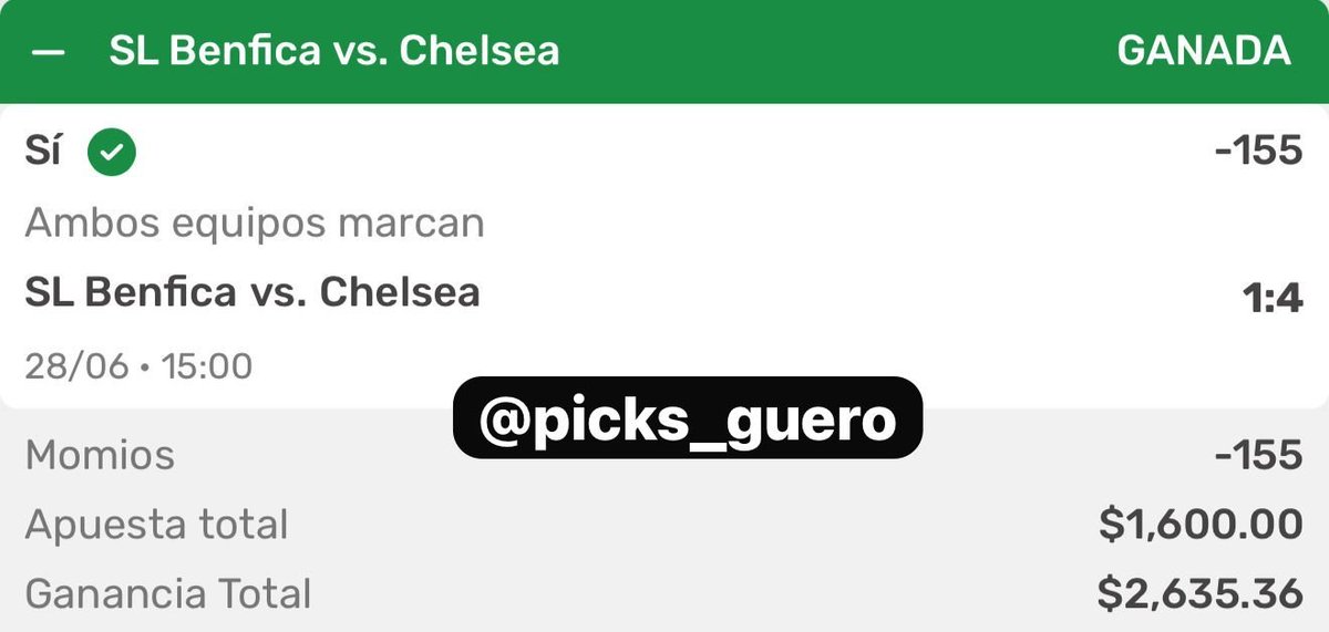 MUCHAAAAAACHOOOOS 🗣️

2 de 2 en los picks de hoy, con una larga espera en uno y en el otro rapidito se cobró JAJAY 🤑

#GueroPicks