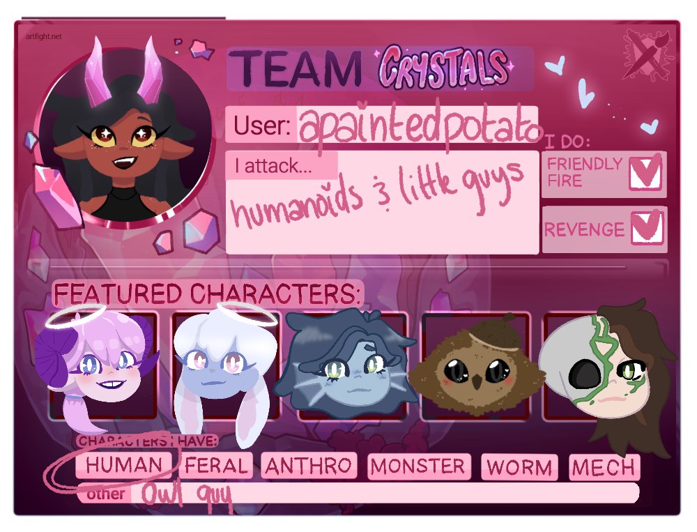 APaintedPotato's tweet photo. I'm fighting again!!!
#artfight #artfight2025 #teamcrystals https://t.co/1MQCHoCGw4