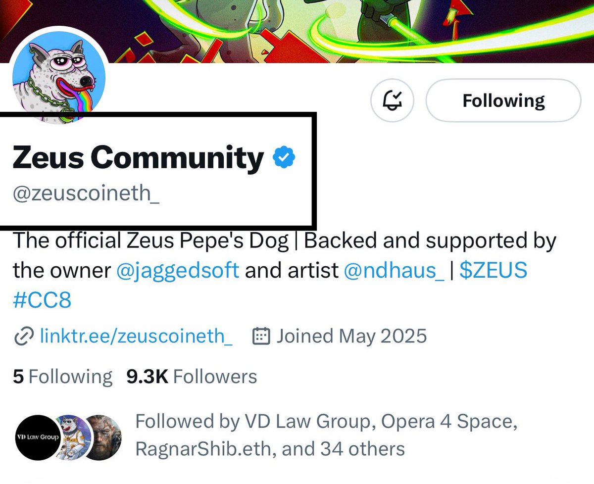 🚨 The parody label is gone. 🚨 

X has officially recognized what we’ve known all along… $ZEUS CC8 is the real deal.

- Trademarked
- IP backed by the owner <a href="/jaggedsoft/">jagged</a> &amp; artist <a href="/ndhaus_/">ndhaus</a>

It’s a brand. A narrative. A powerhouse in motion. A trademarked web3 movement!