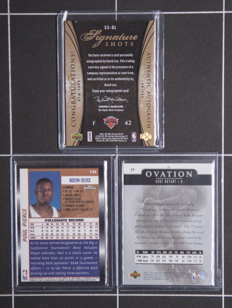 Lot 35: $12 EA  Fronts and Backs. A sweet David Lee auto and a really nice Kobe.
